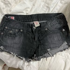 True Religion dark grey cutoff shorts size 32